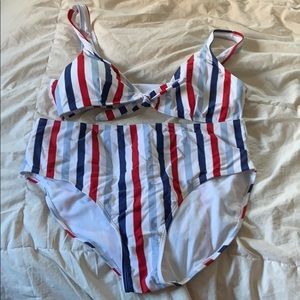 Red White & Blue High Waisted Bikini